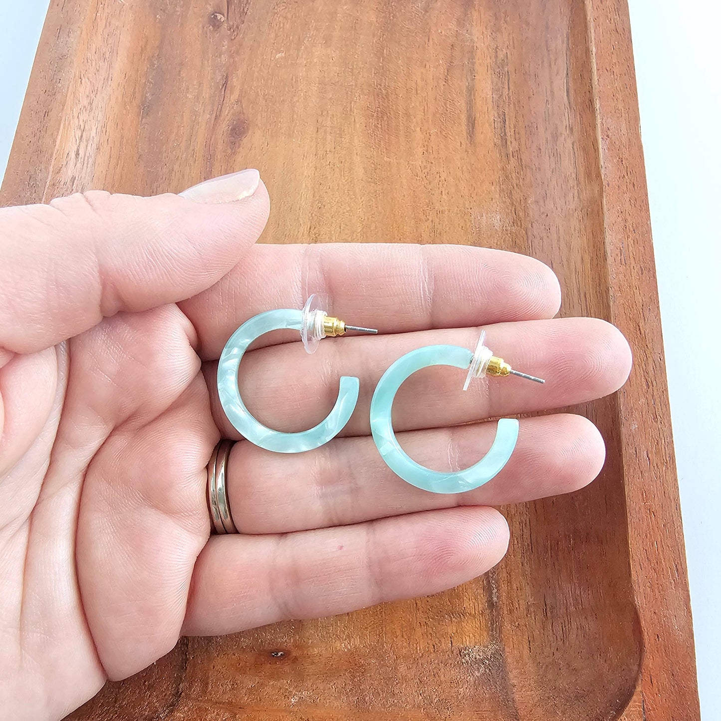 Cam Mini Hoops - Mint // Spring, Summer, Earrings