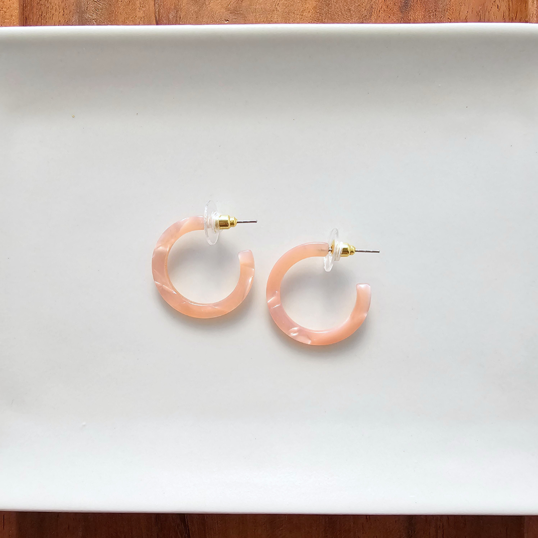 Cam Mini Hoops - Rose Quartz // Spring, Summer, Earrings, Pink