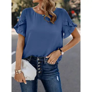 DENIM BLUE TULIP TOP