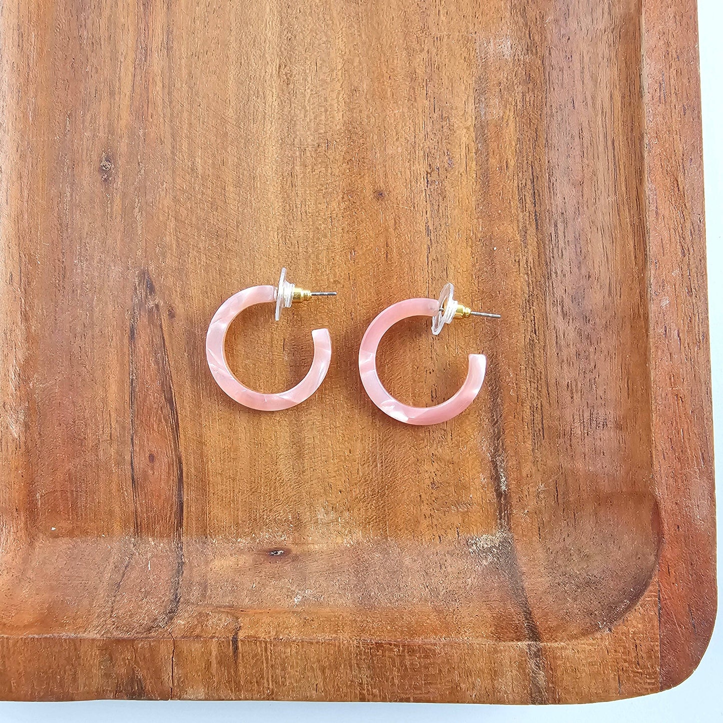 Cam Mini Hoops - Rose Quartz // Spring, Summer, Earrings, Pink