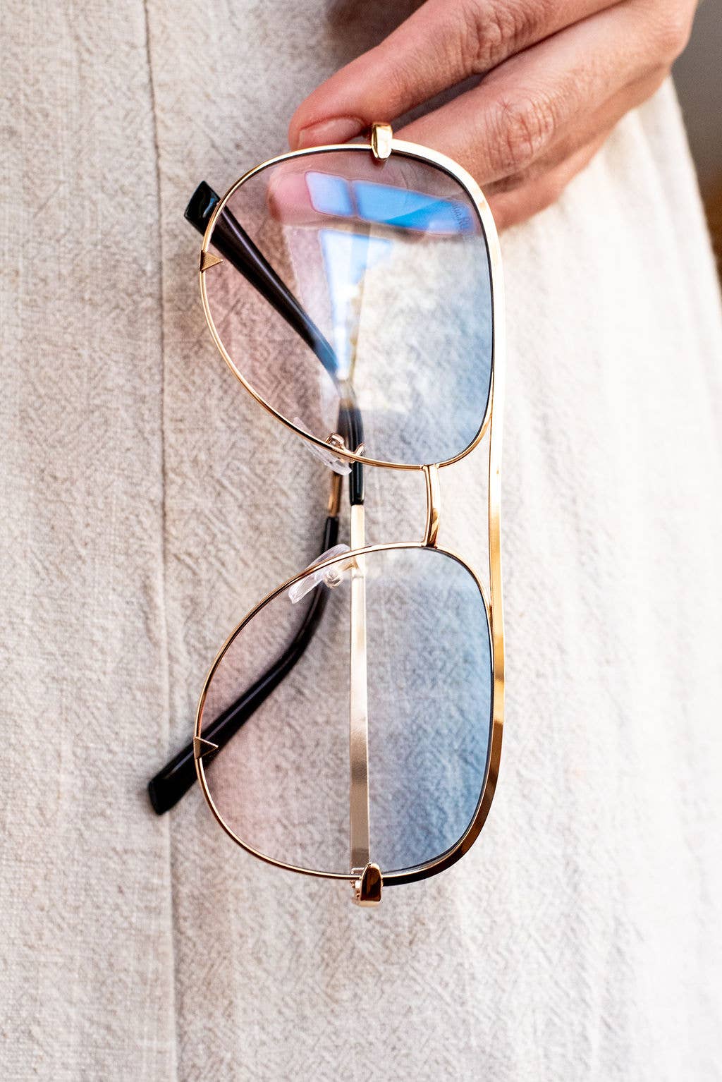 The Alex Gold Blue Pink Unisex Aviator Sunglass