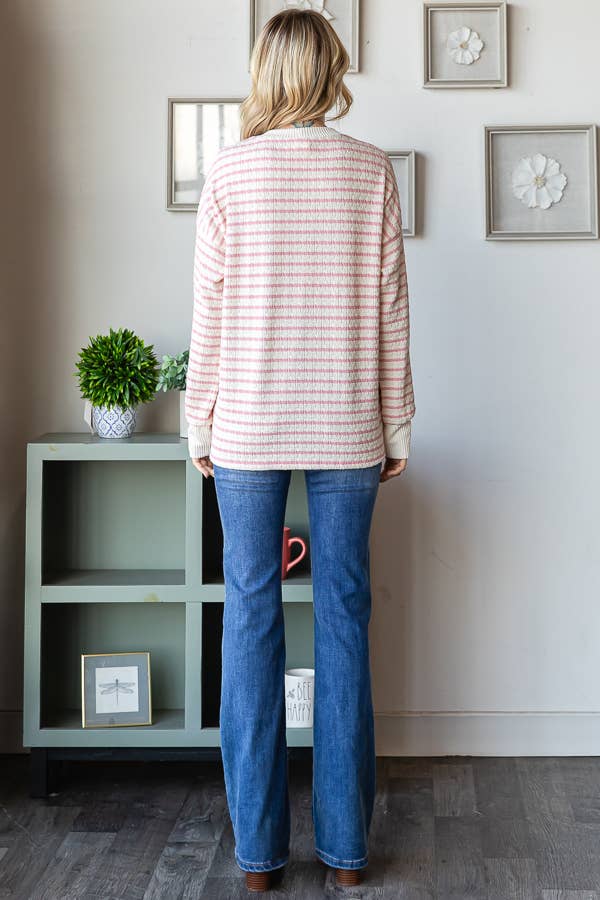 Pink Stripe Knit Top