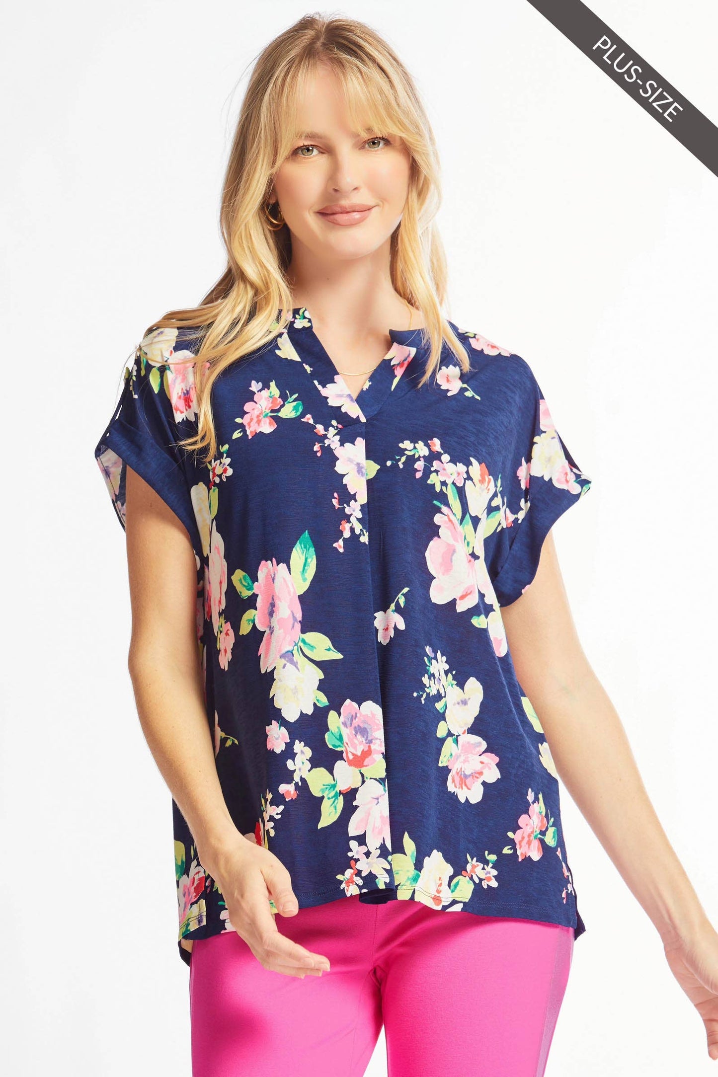 PLUS SIZE Lizzy Dolman Short Sleeve Wrinkle Free