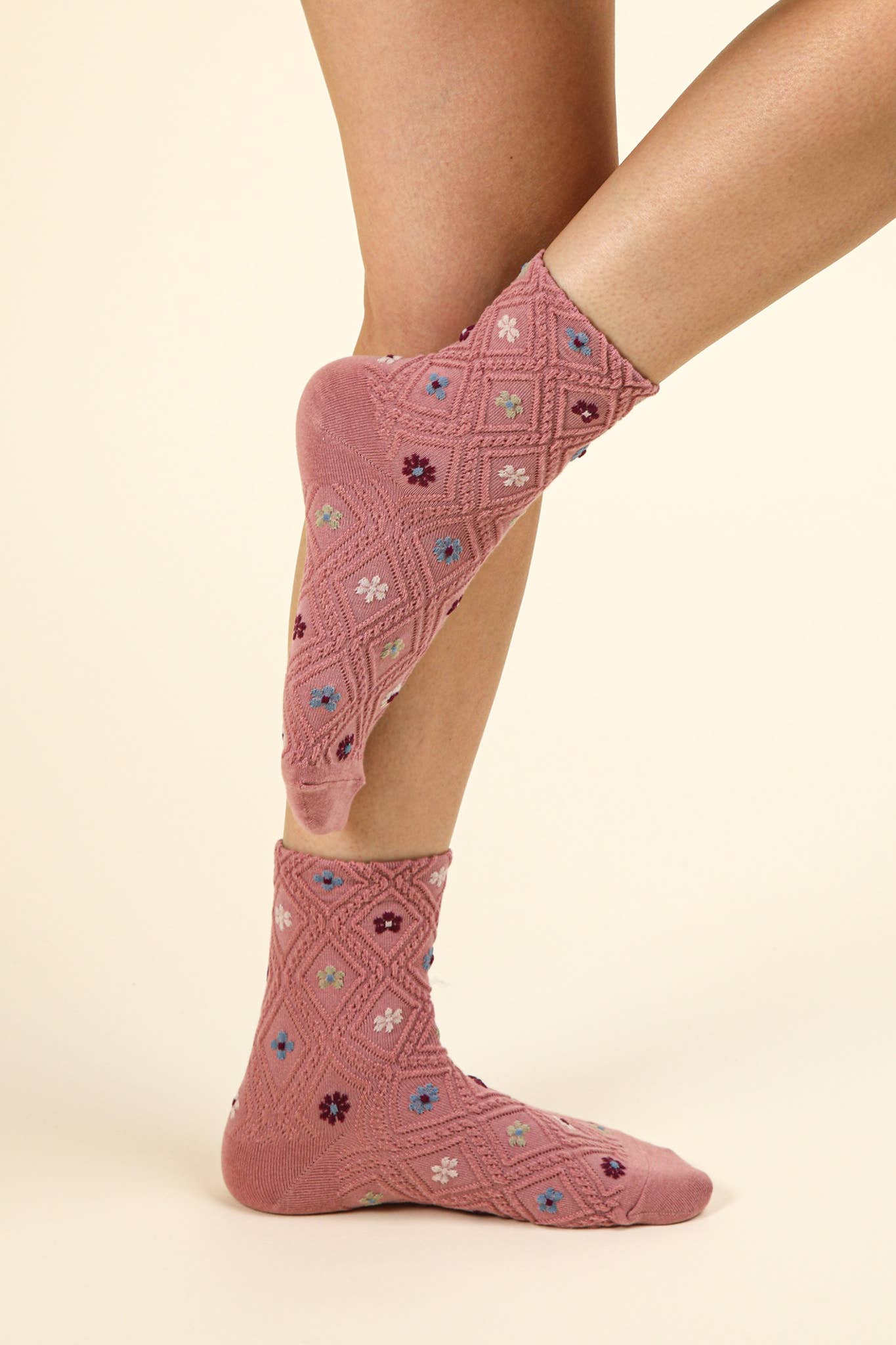 Floral Printed Textures Crew Socks