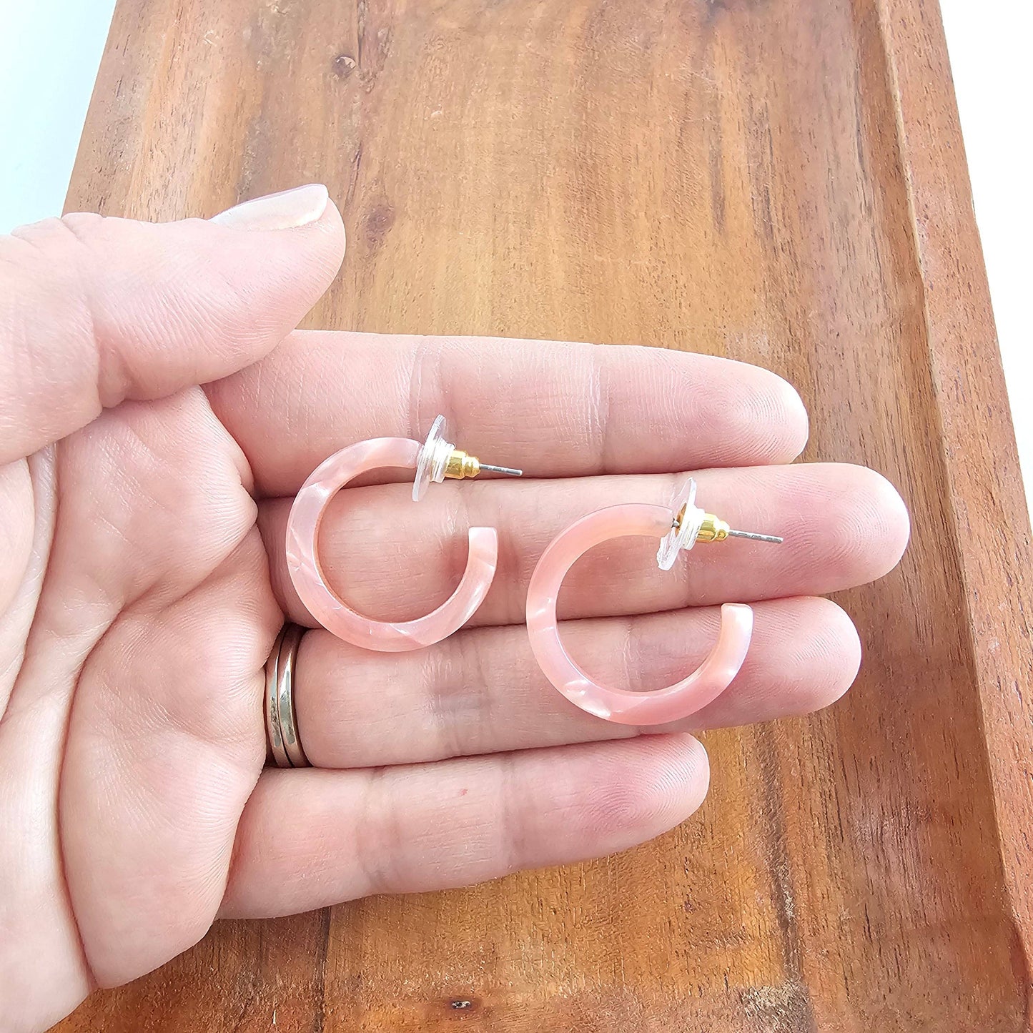 Cam Mini Hoops - Rose Quartz // Spring, Summer, Earrings, Pink