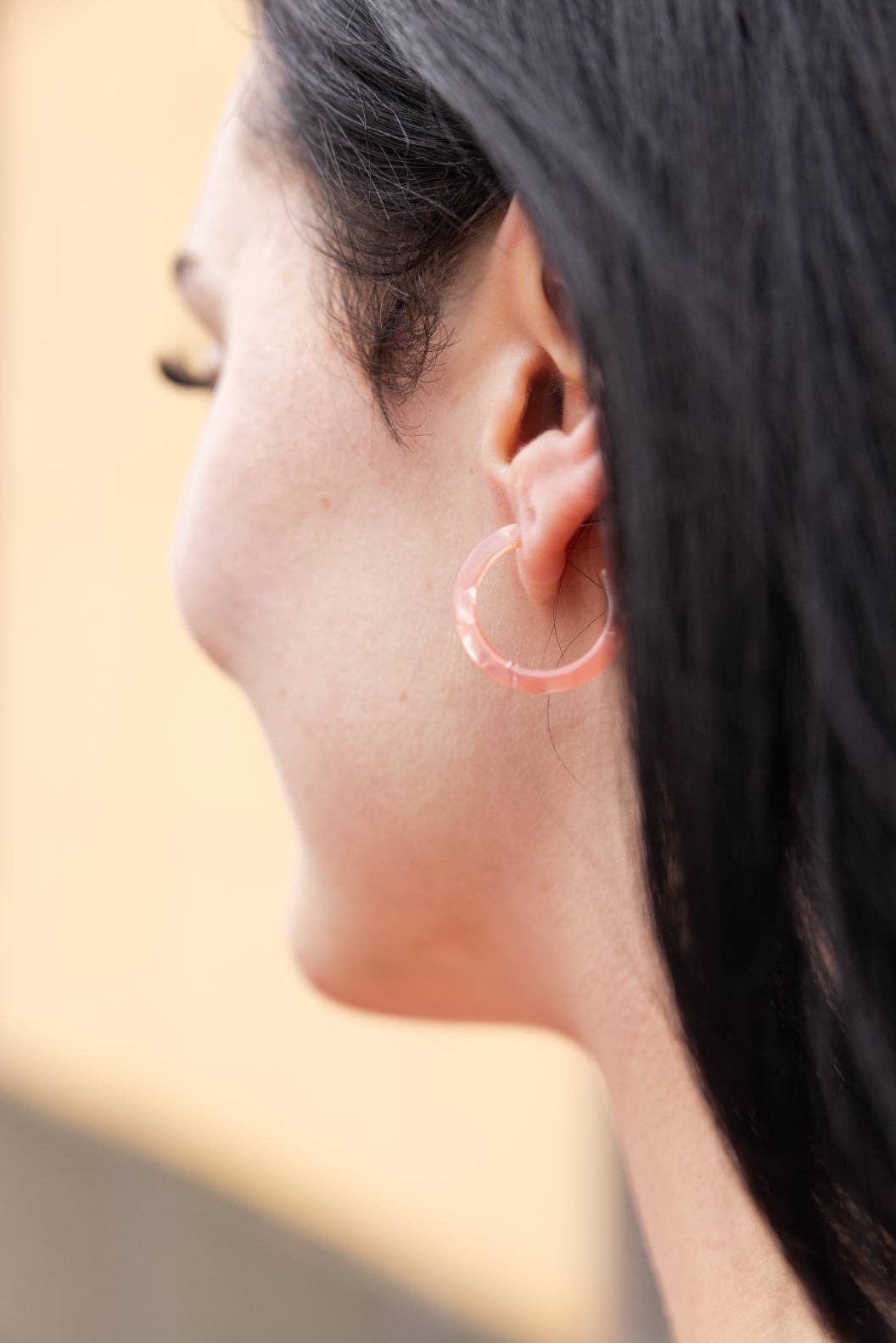 Cam Mini Hoops - Rose Quartz // Spring, Summer, Earrings, Pink