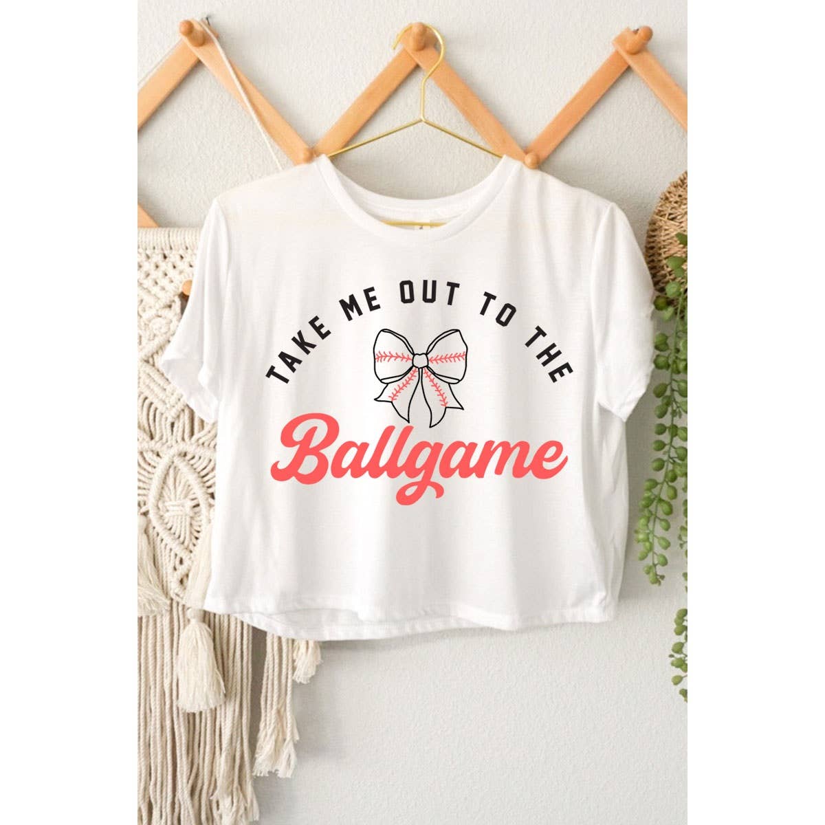 TAKE ME OUT TO THE BALL GAME GRAPHIC CROP TOP