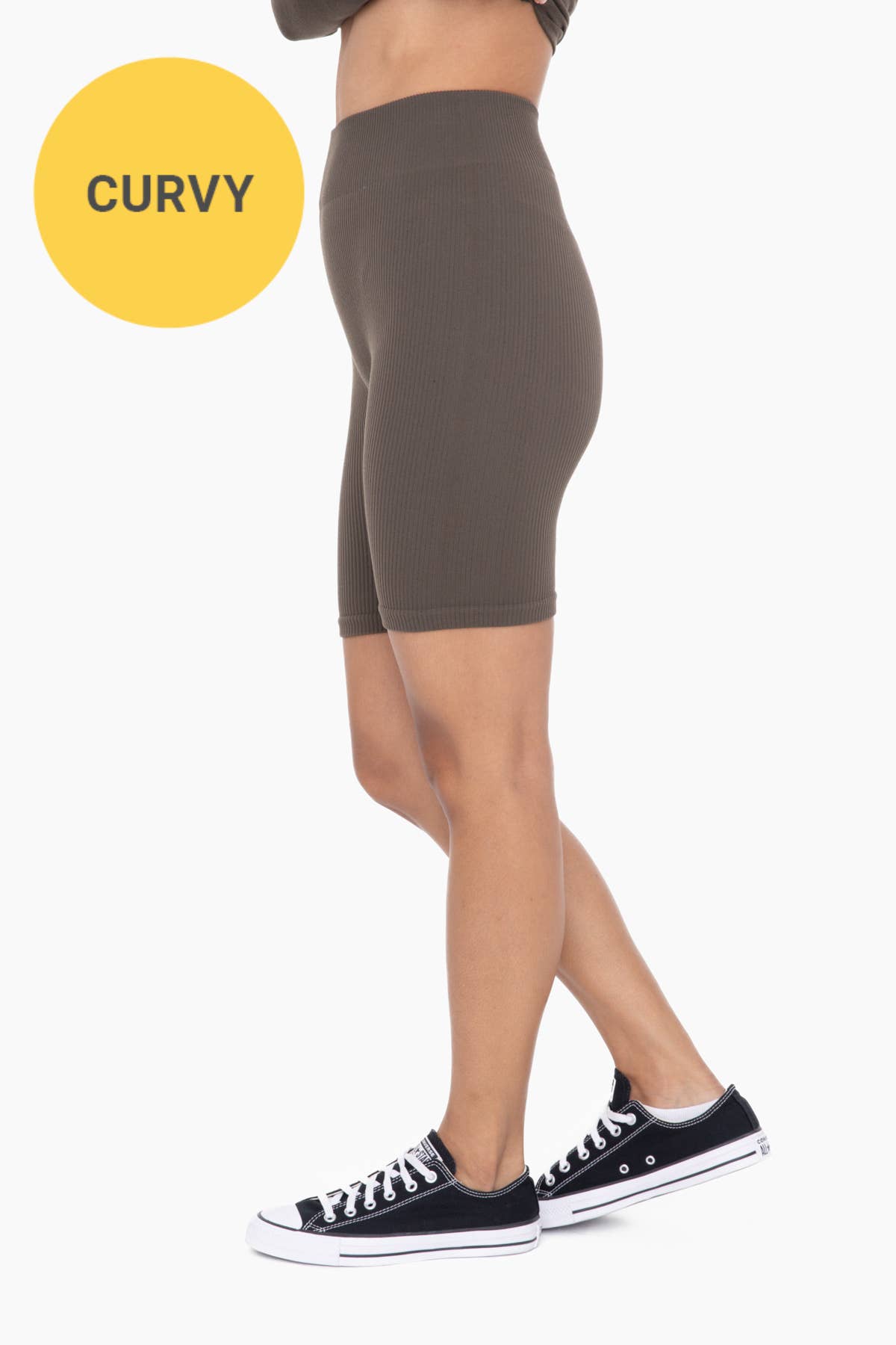 CURVY Ribbed Seamless Biker Shorts