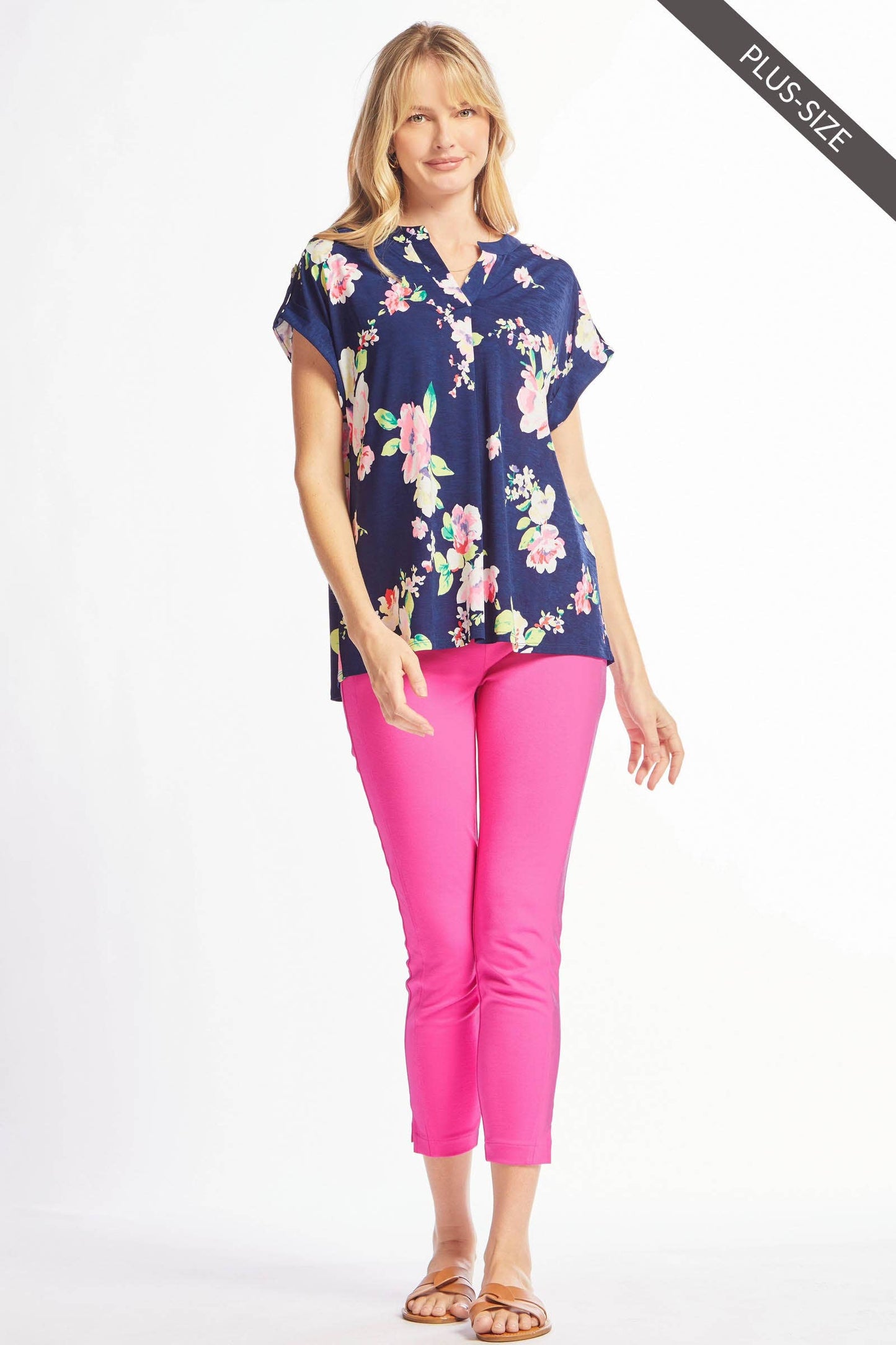 PLUS SIZE Lizzy Dolman Short Sleeve Wrinkle Free