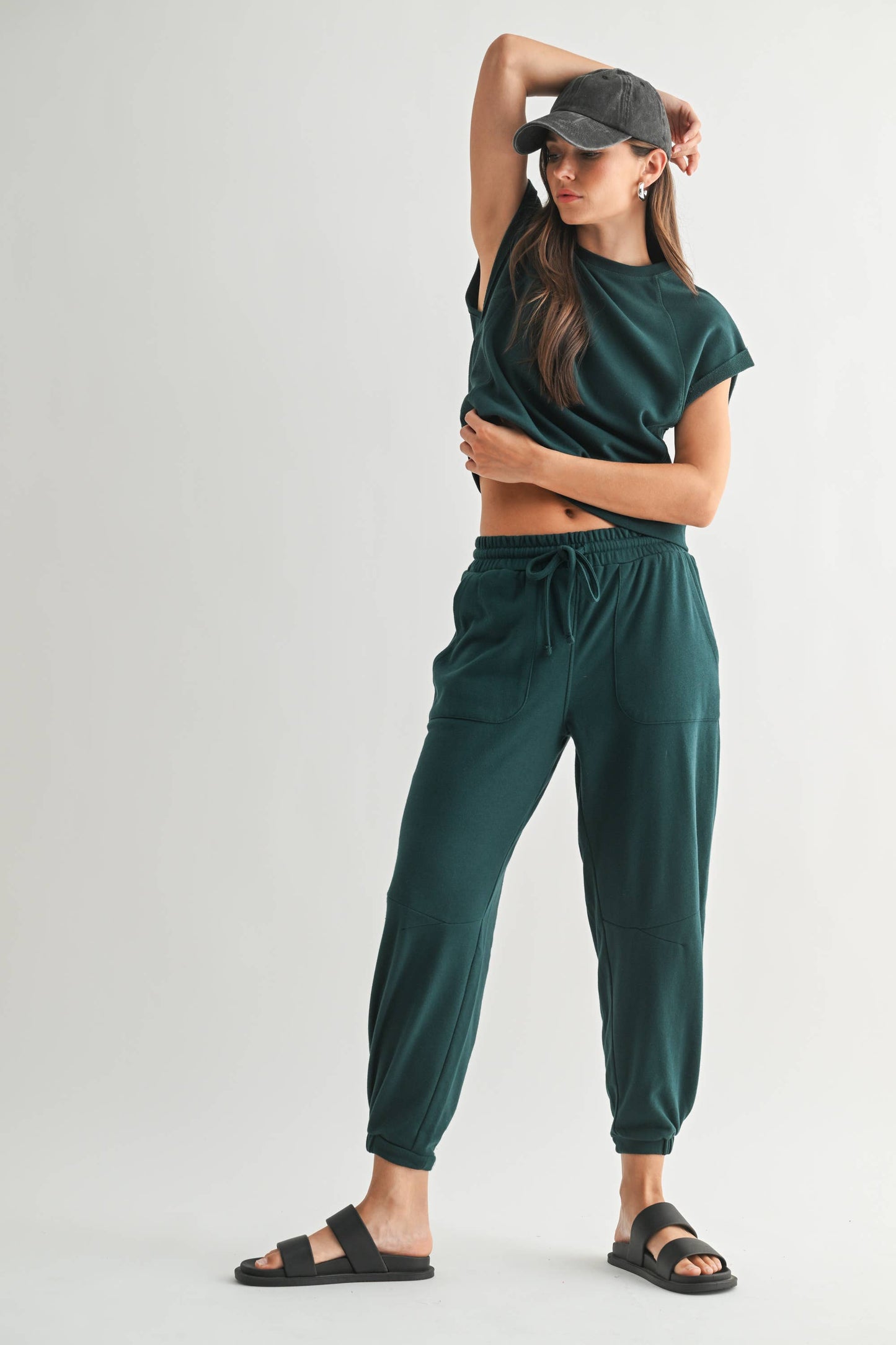 Offset French Terry Cap Sleeve Top
