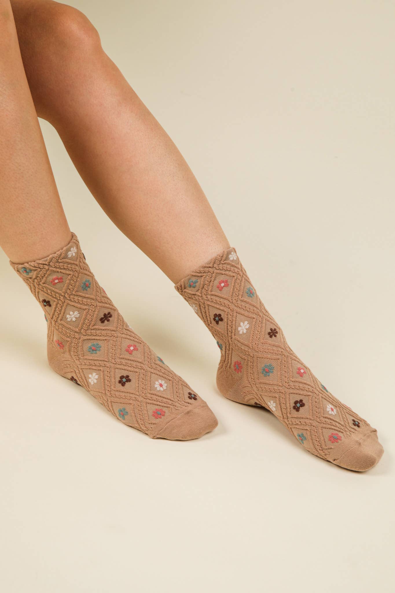 Floral Printed Textures Crew Socks