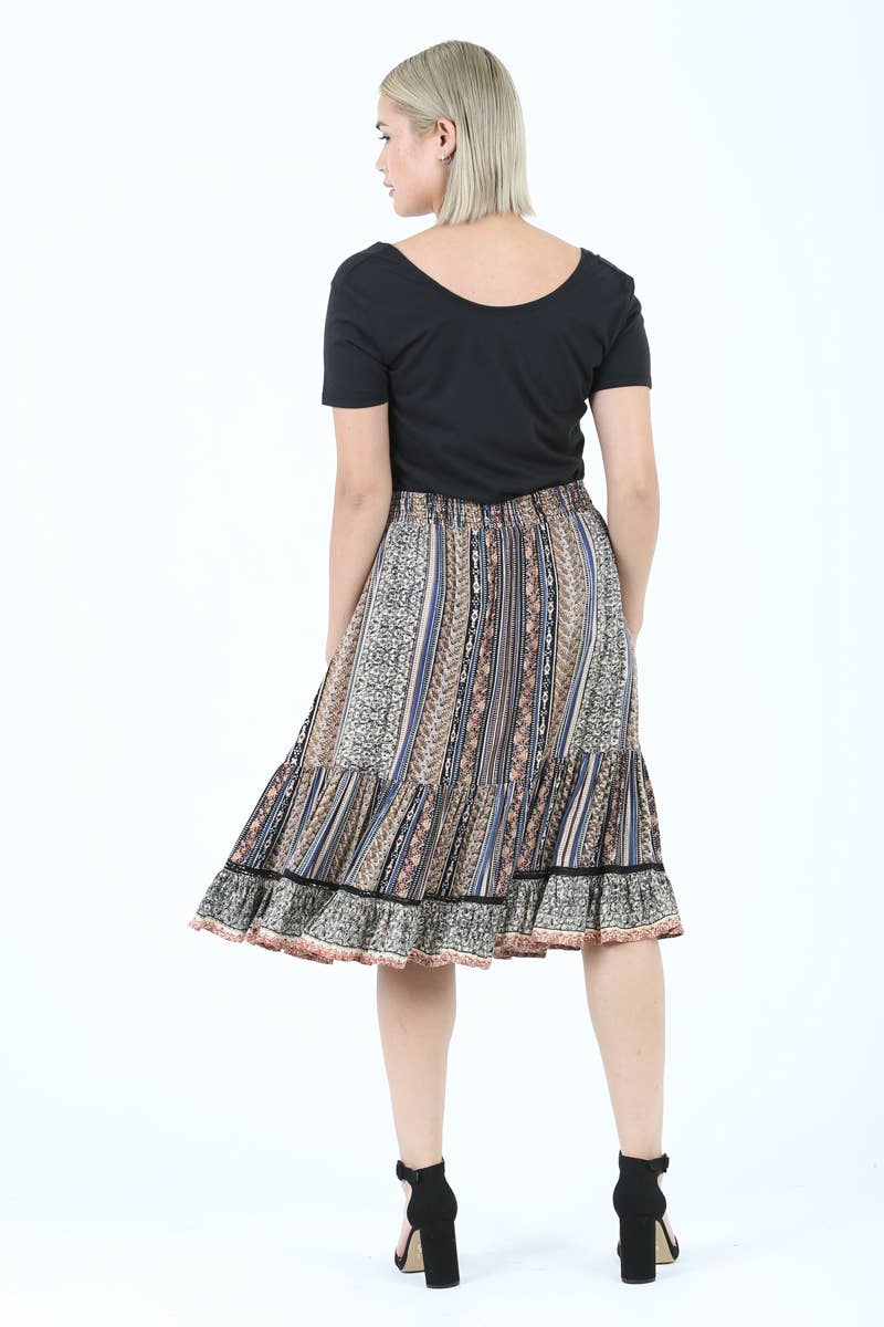 PRINTED MID LENGTH SKIRT