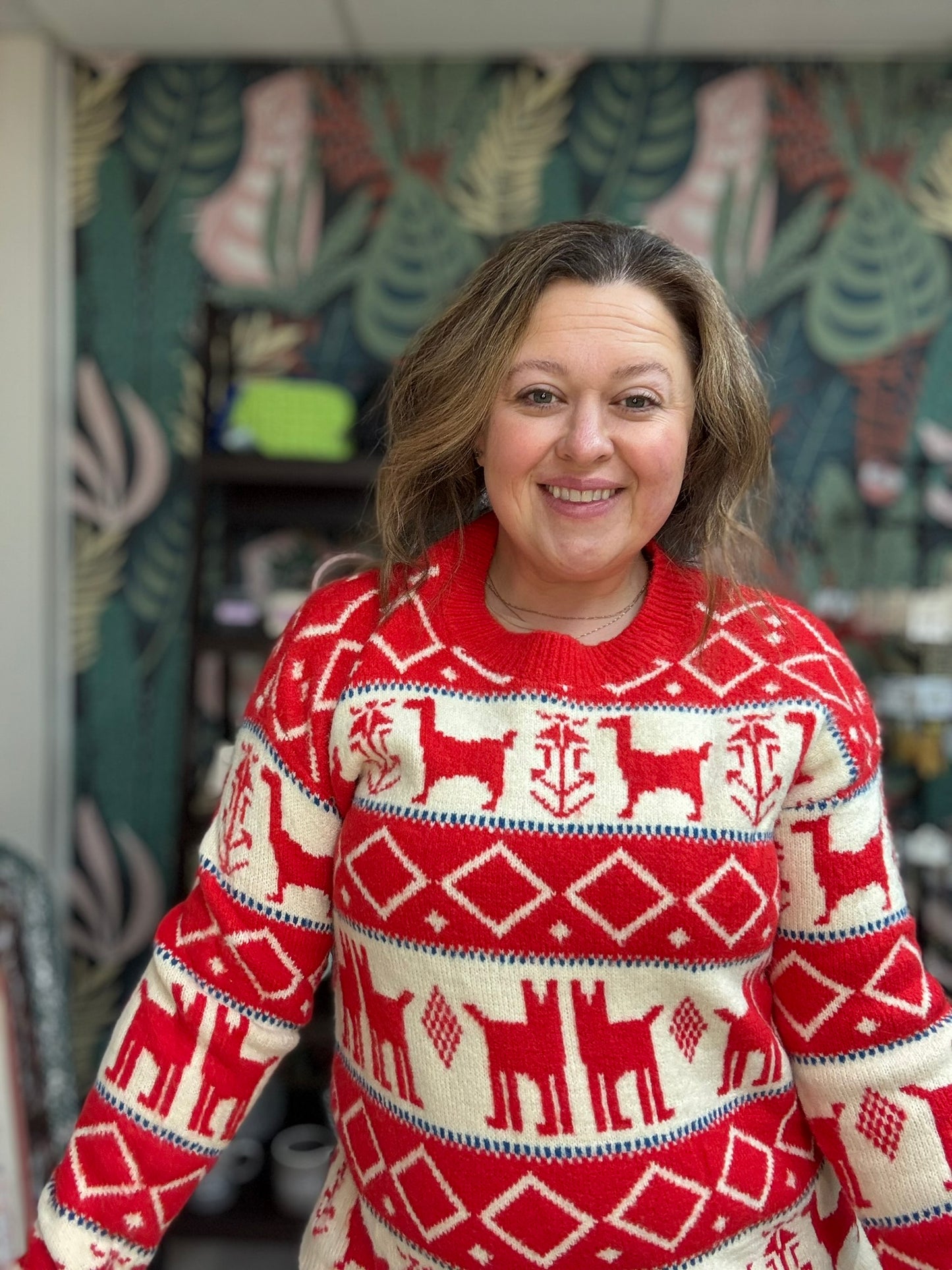 Winter Llama lodge sweater
