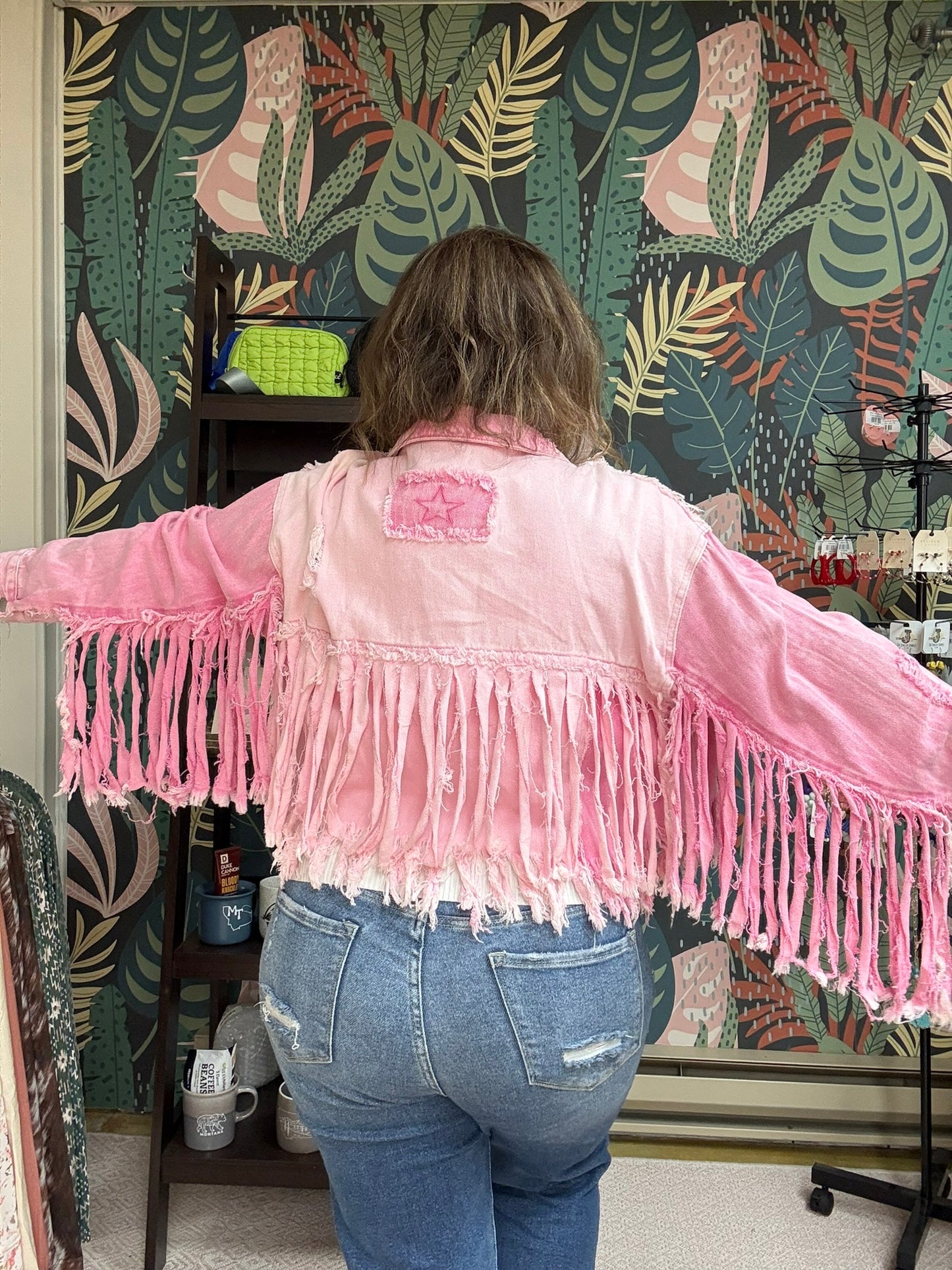 Fringe Pink Denim Jacket