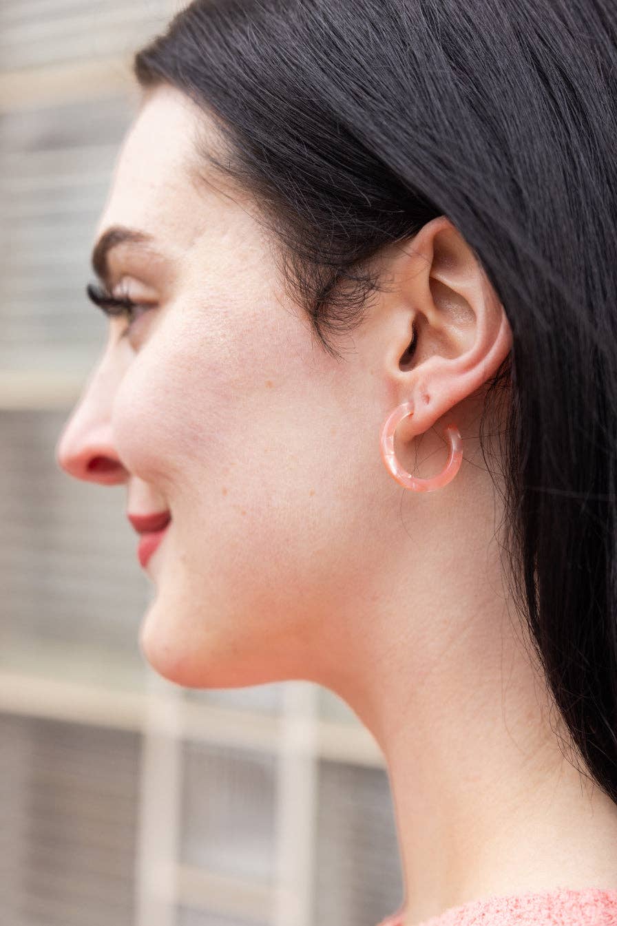 Cam Mini Hoops - Rose Quartz // Spring, Summer, Earrings, Pink