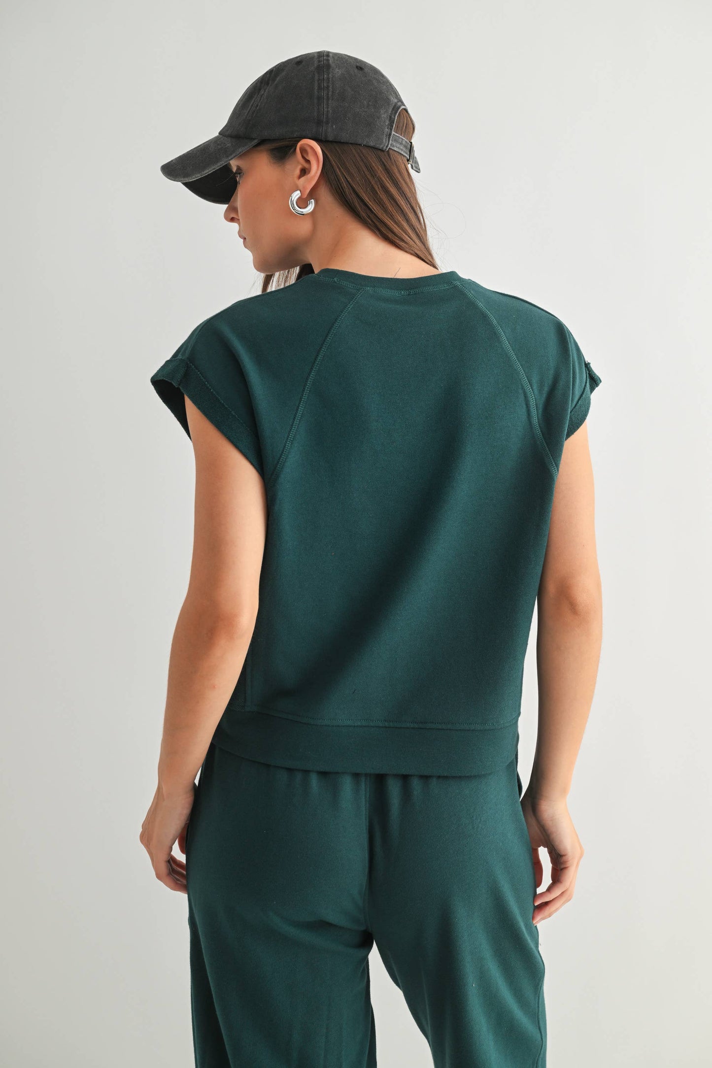 Offset French Terry Cap Sleeve Top