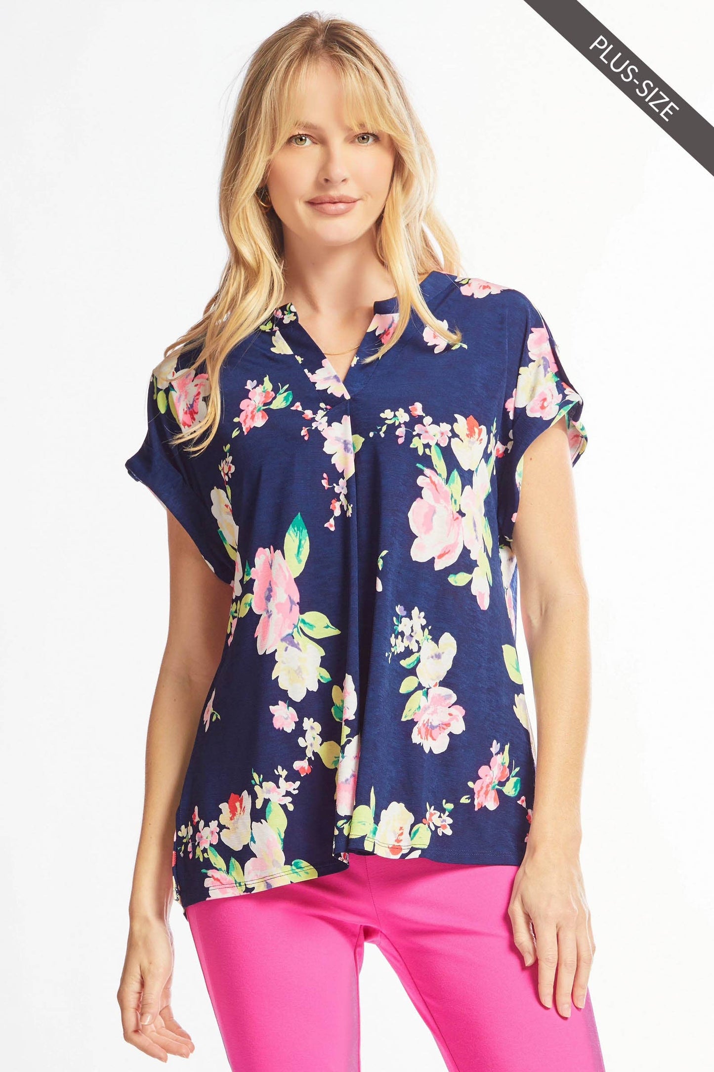 PLUS SIZE Lizzy Dolman Short Sleeve Wrinkle Free