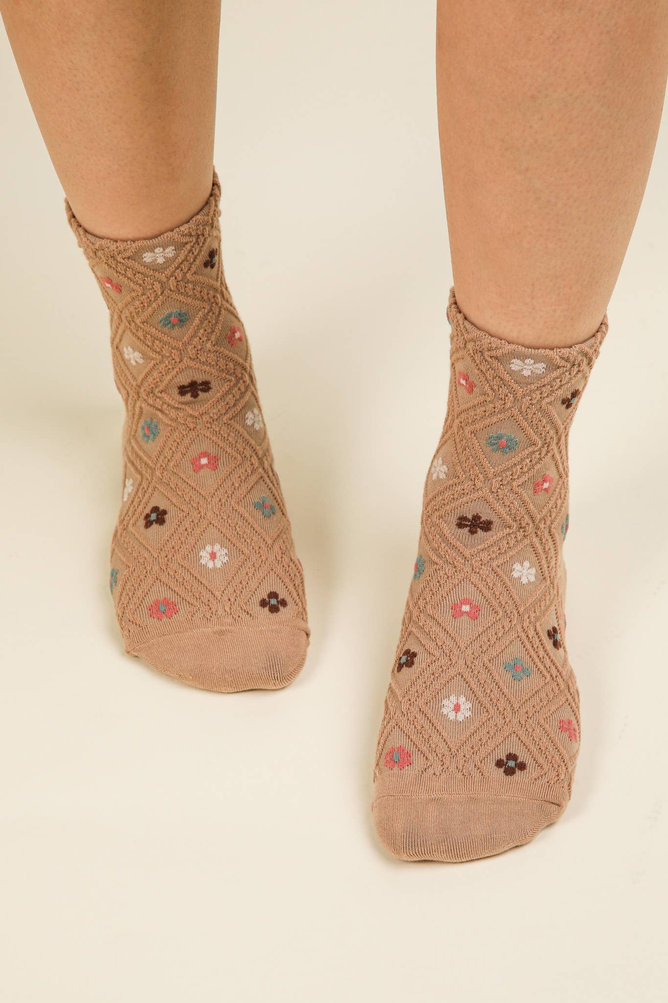 Floral Printed Textures Crew Socks