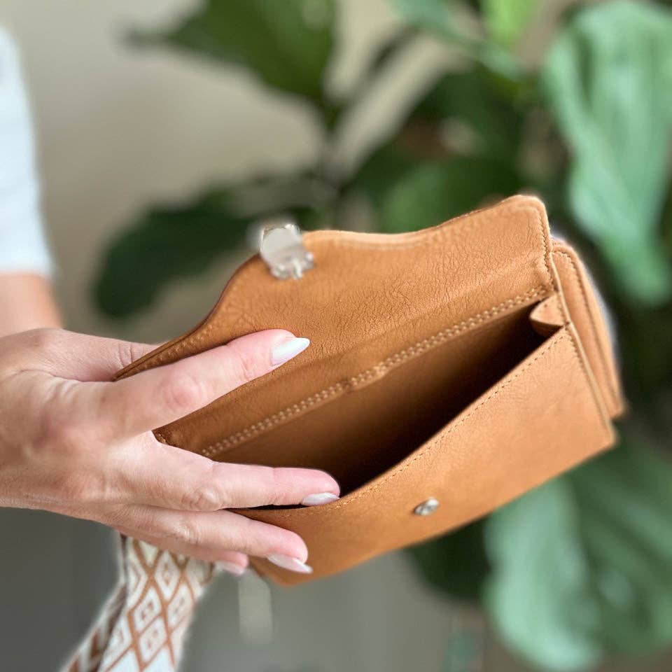 Classic Crossbody With Embroidered Strap In 3 Colors