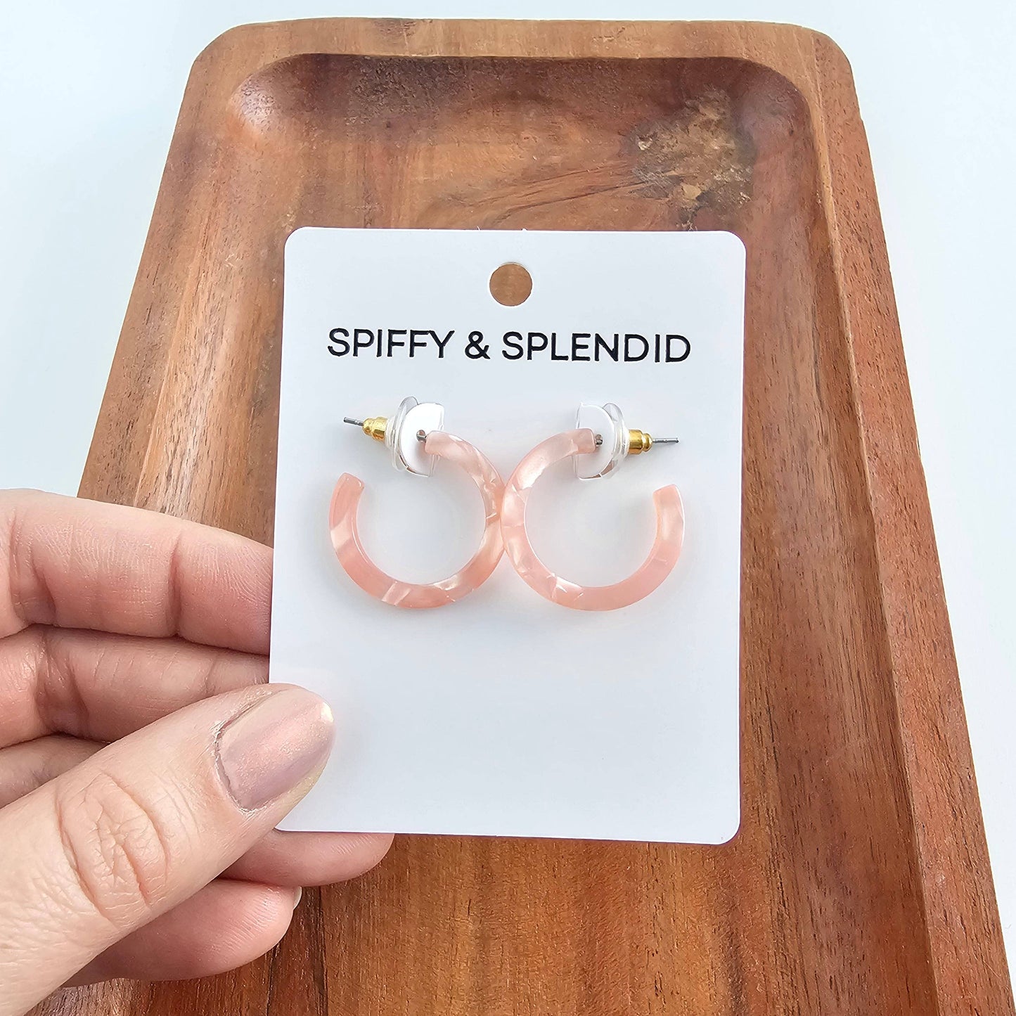 Cam Mini Hoops - Rose Quartz // Spring, Summer, Earrings, Pink