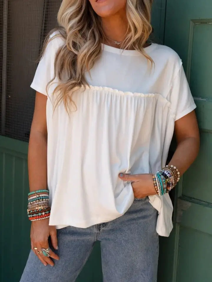 Ruffled Trim Babydoll Tee