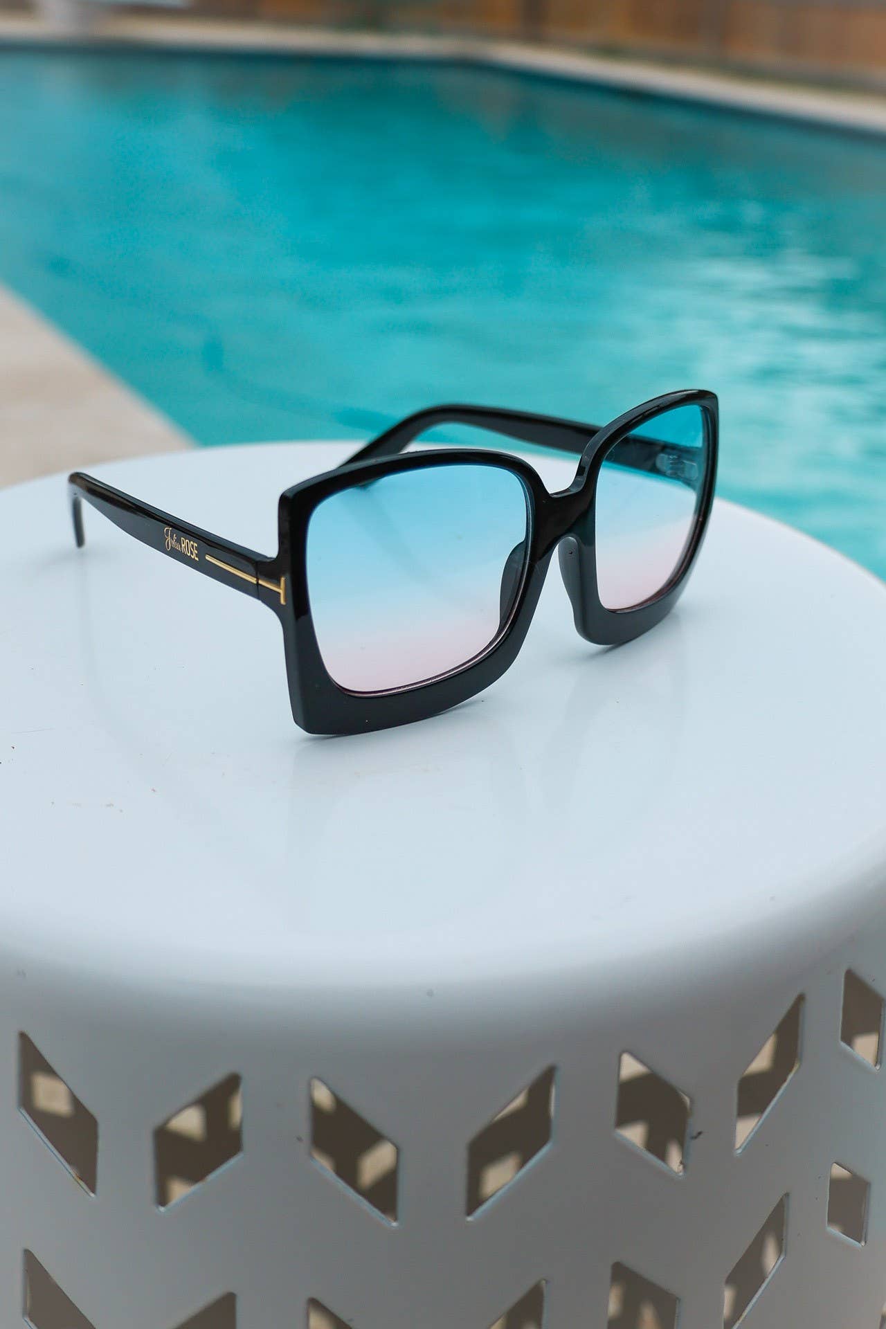 Black/ Blue Pink Megan Oversized Sunglasses*