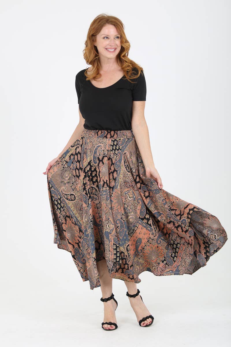 HANKY HEM ELASTIC WAIST LONG SKIRT