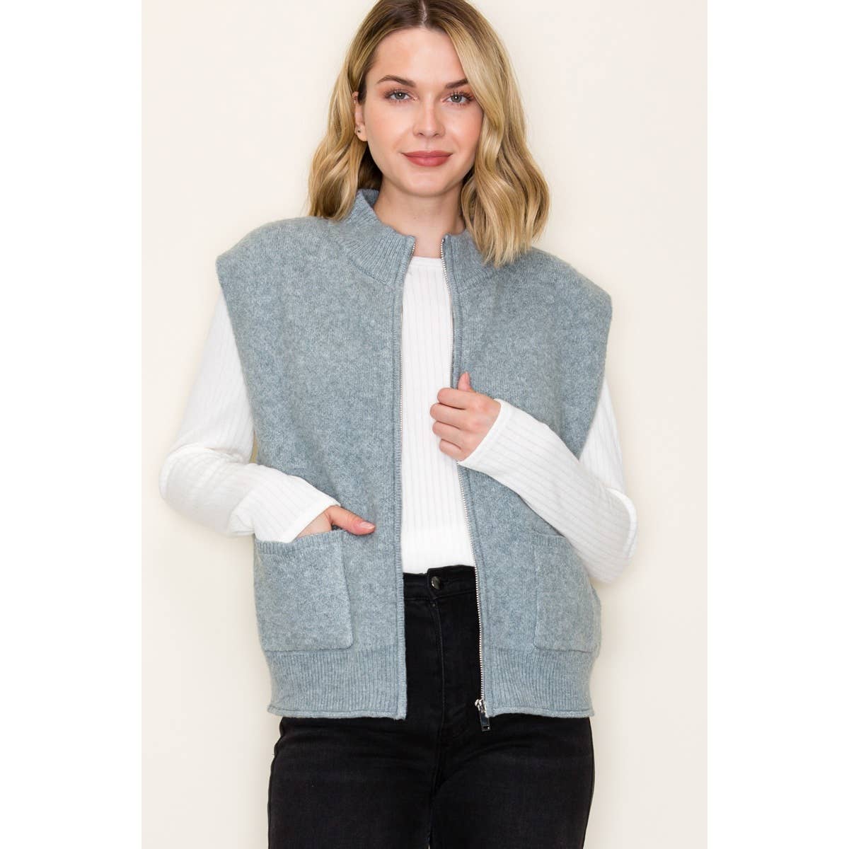 SWEATER VEST WITH PATCH POCKETS