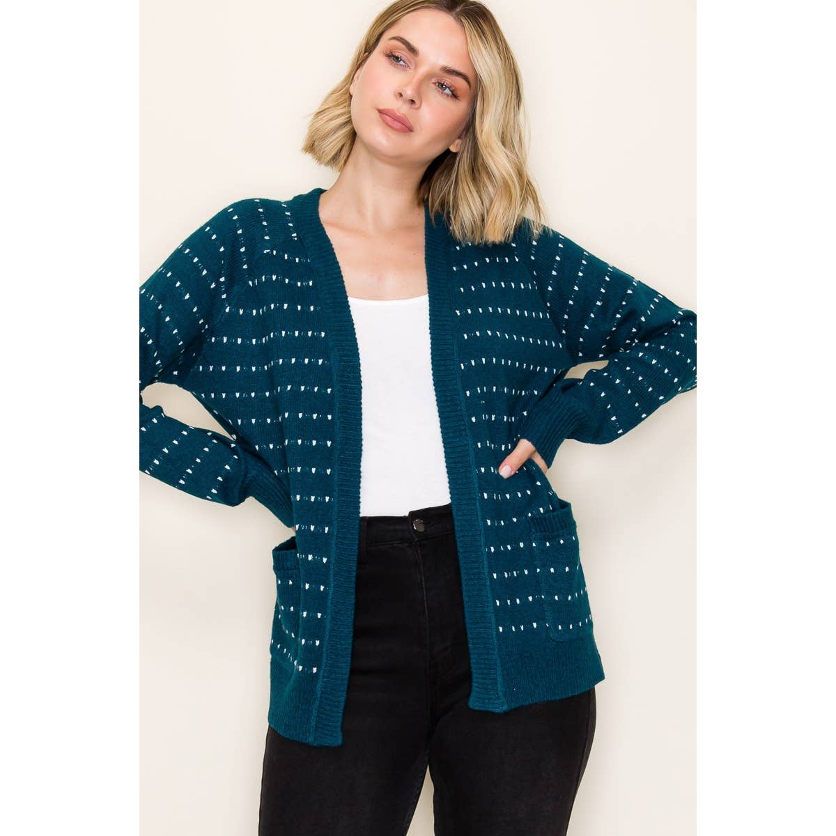 STITCH STRIPED SWEATER CARDIGAN