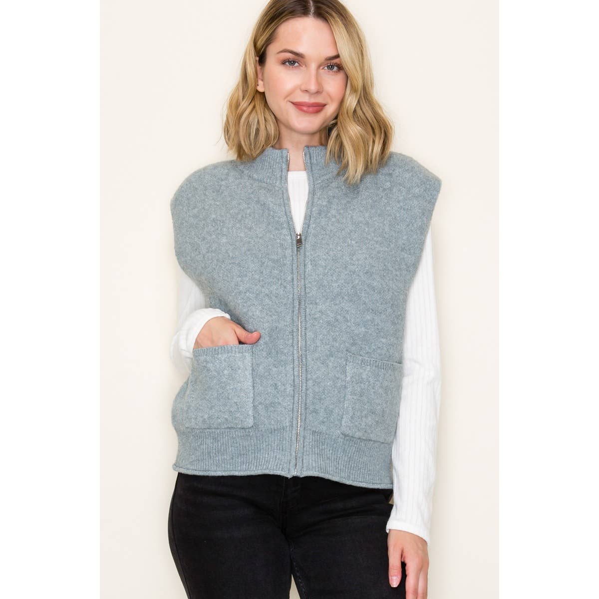 SWEATER VEST WITH PATCH POCKETS