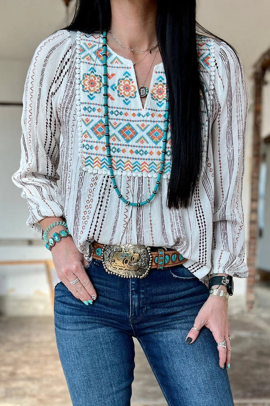 Aztec Embroidered Blouse