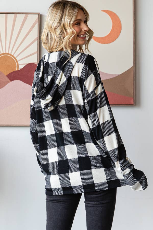 Black and white plaid hoodie