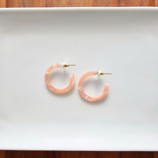 Cam Mini Hoops - Rose Quartz // Spring, Summer, Earrings, Pink