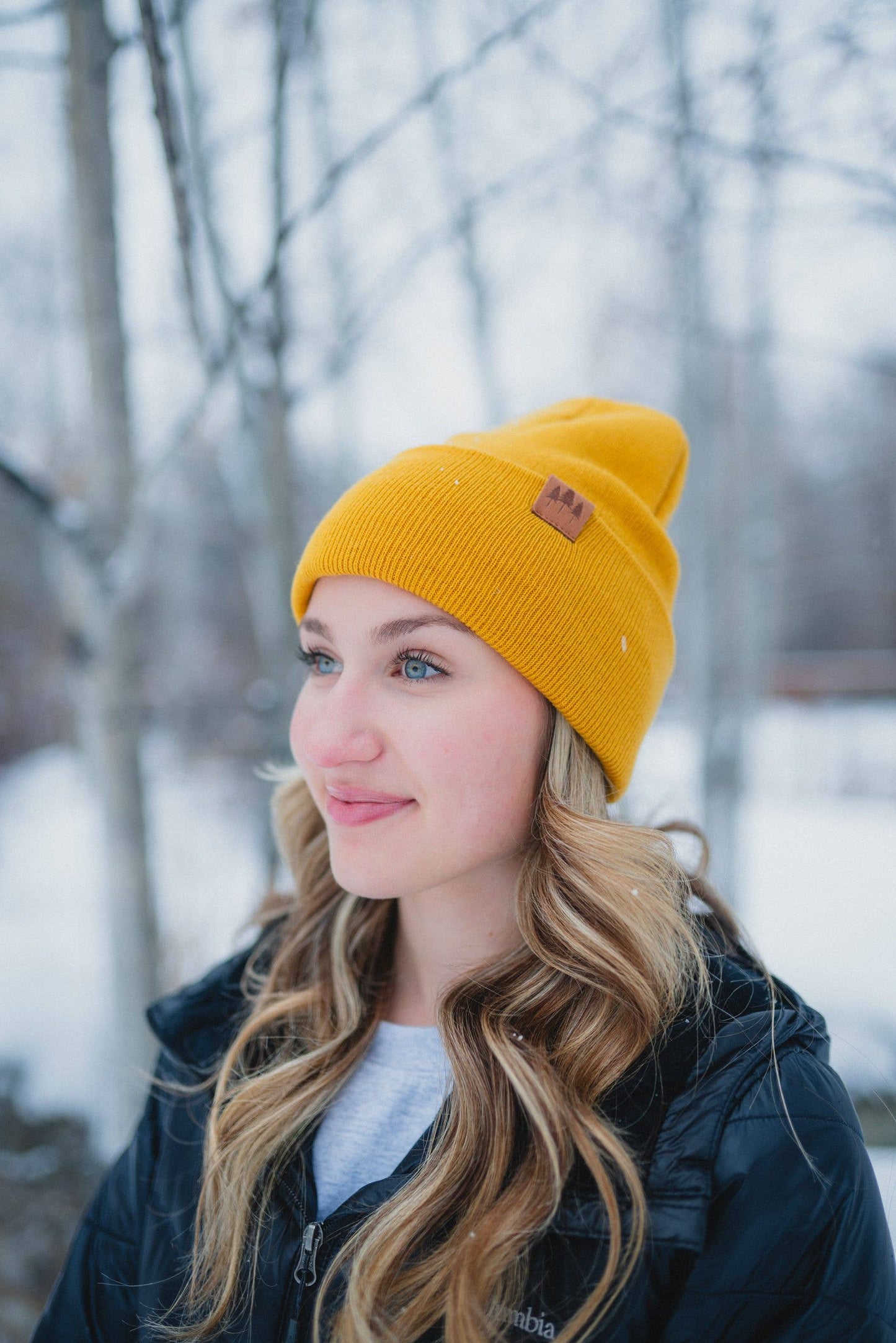 Three Tree Fold-over Beanie - Mustard