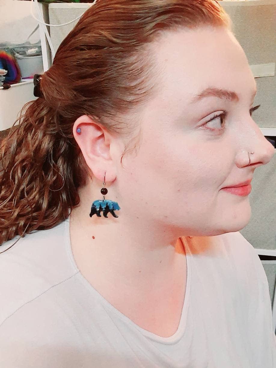 Blue Bear Earrings