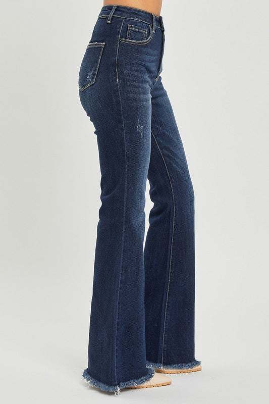 RISEN High Rise Frayed Hem Jeans