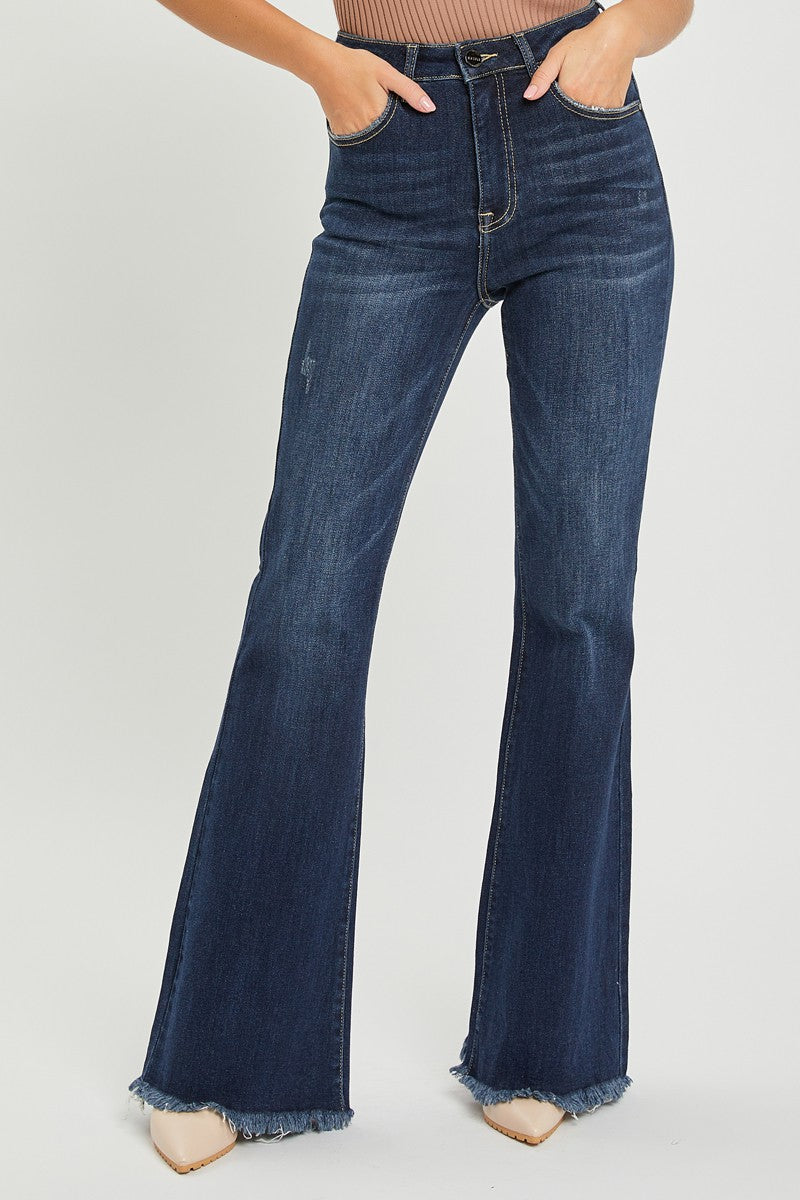 RISEN High Rise Frayed Hem Jeans