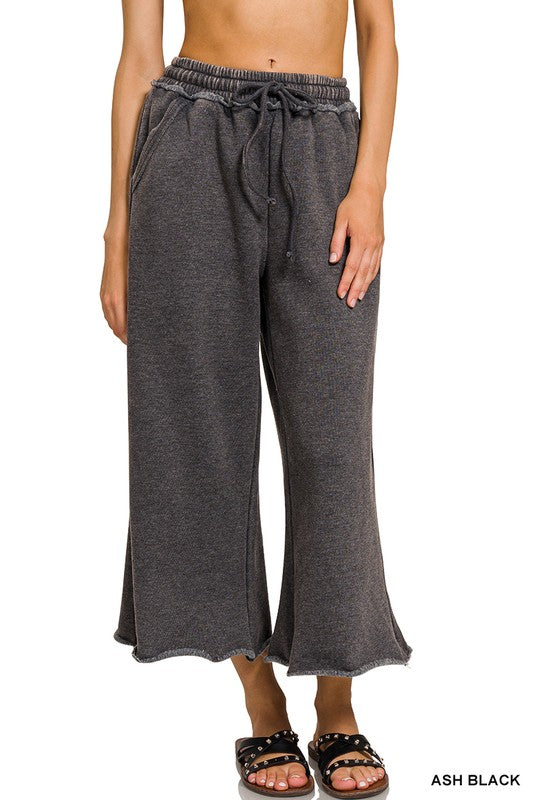 Acid Wash Fleece Palazzo Sweatpants