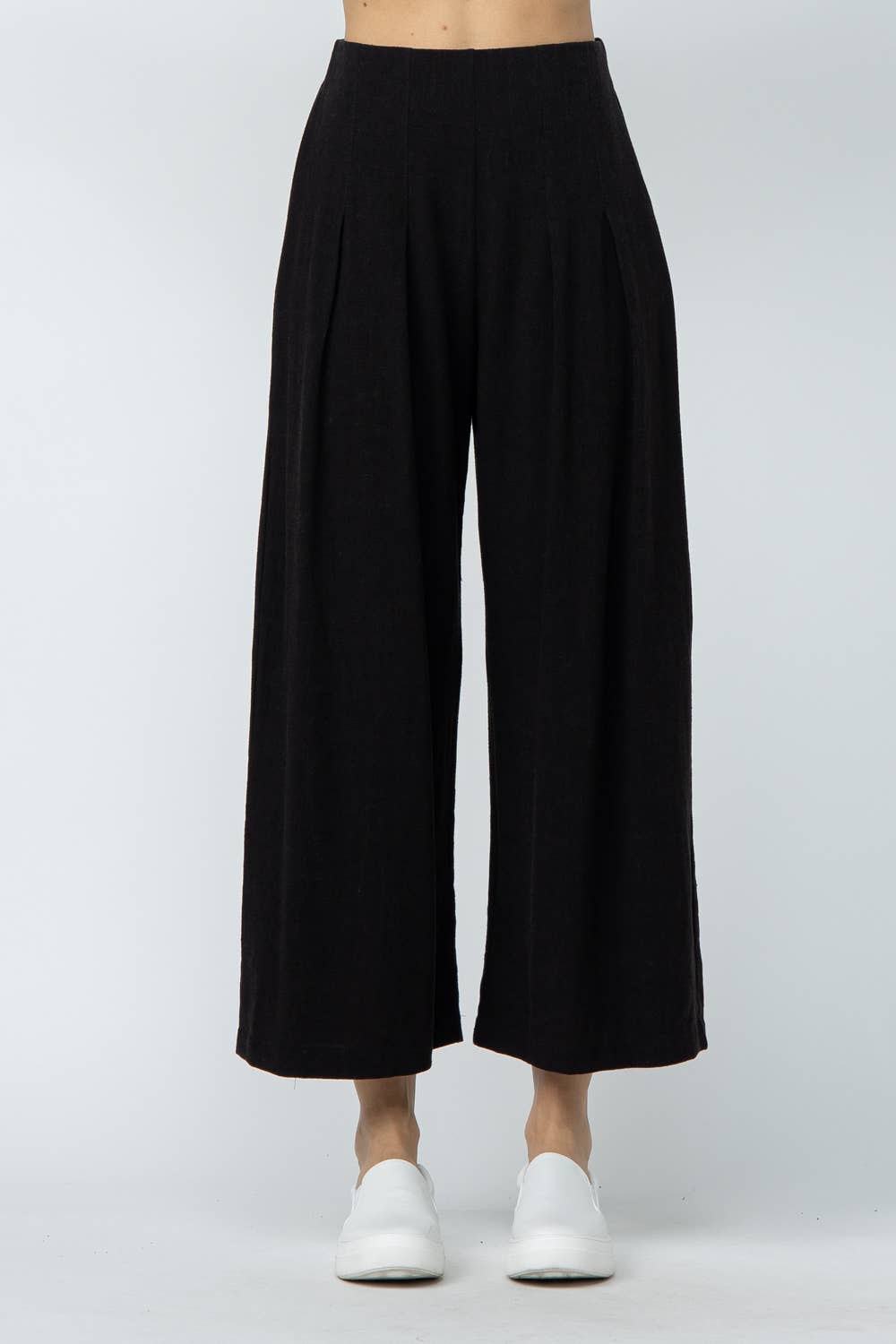 Classic Pleated Cropped Palazzo Pants