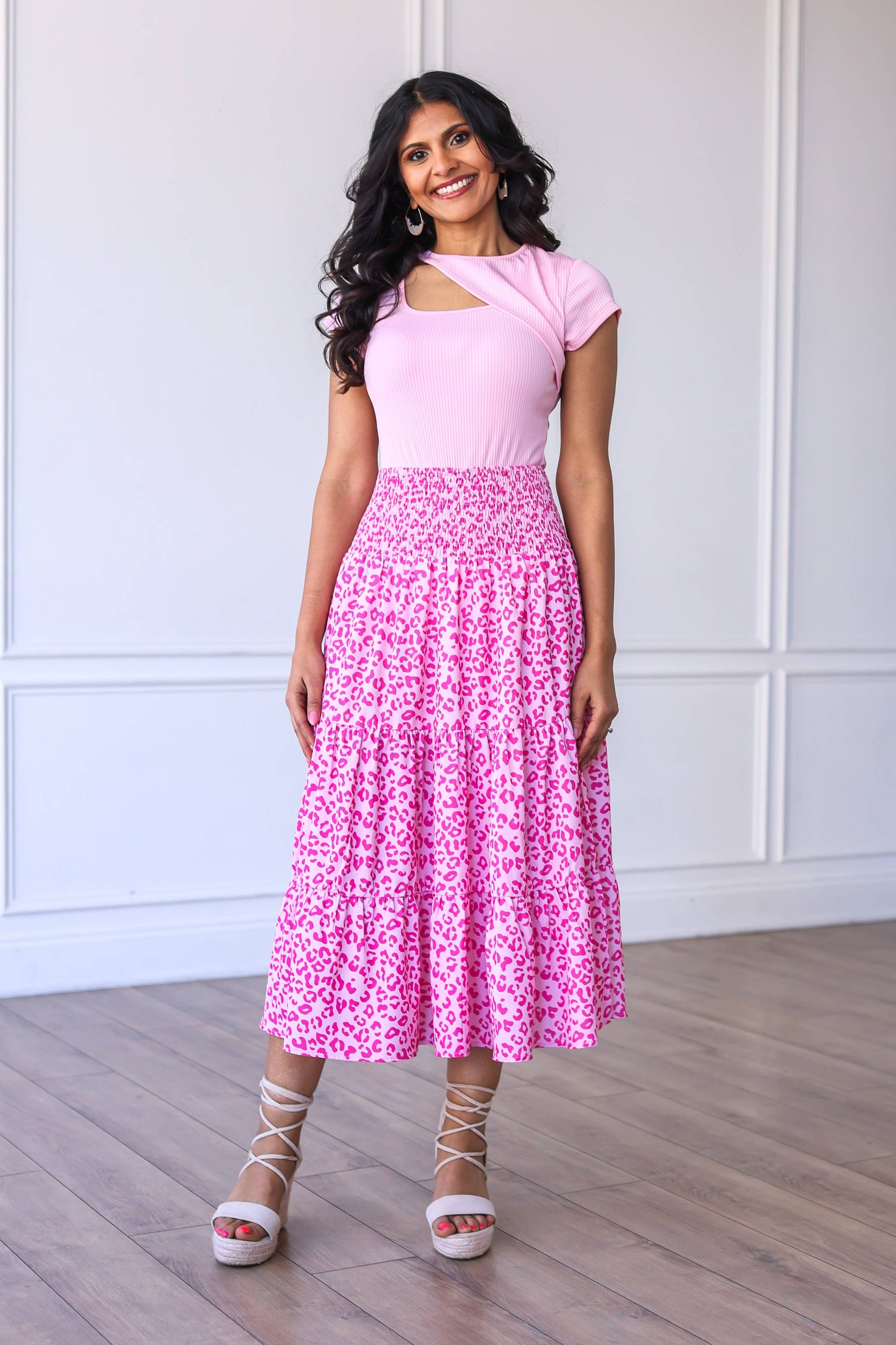 The Marilyn Skirt, Pink Leopard