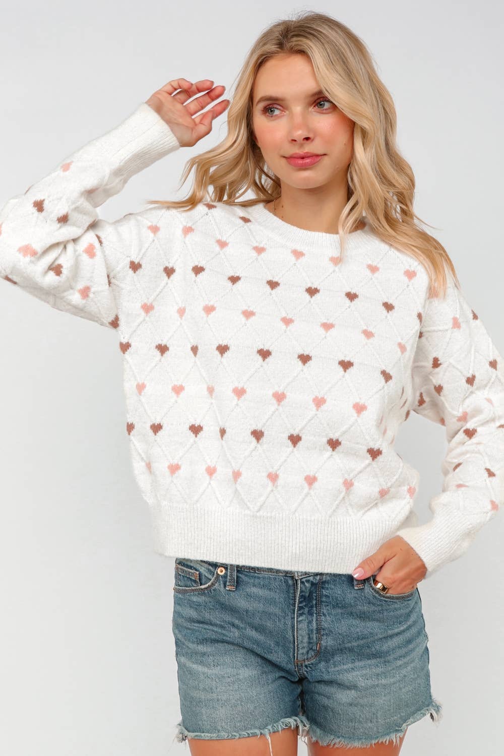 HEART JACQUARD PULLOVER SWEATER