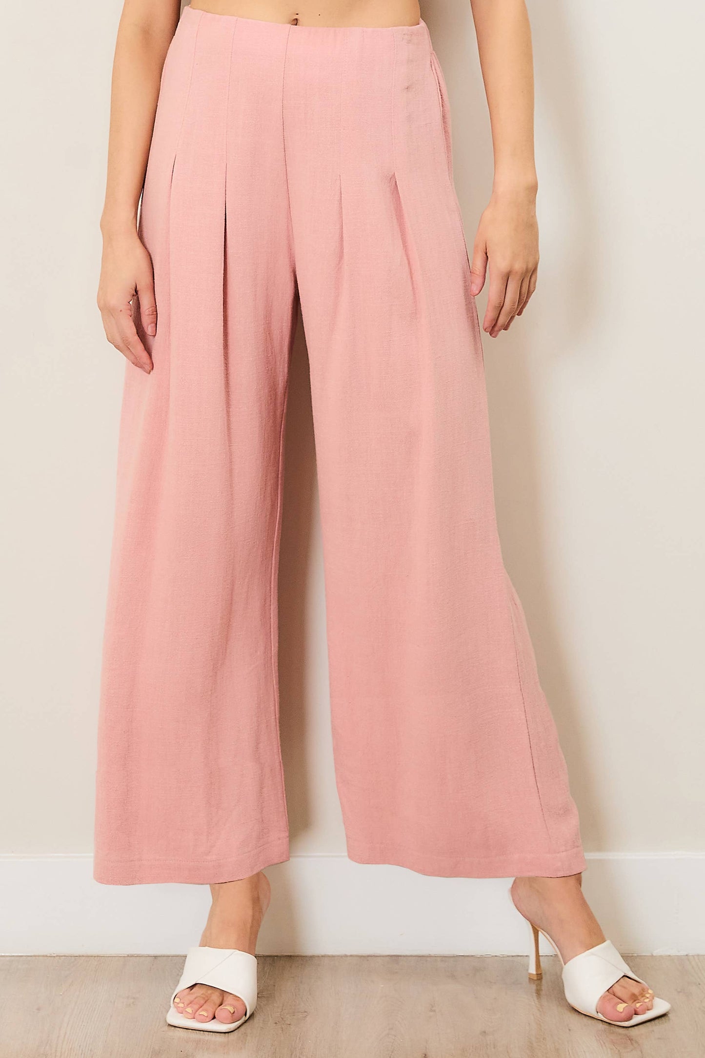 Classic Pleated Cropped Palazzo Pants