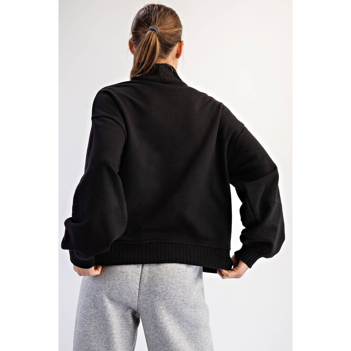 FRENCH TERRY FLEECE QUARTER ZIP PULLOVER