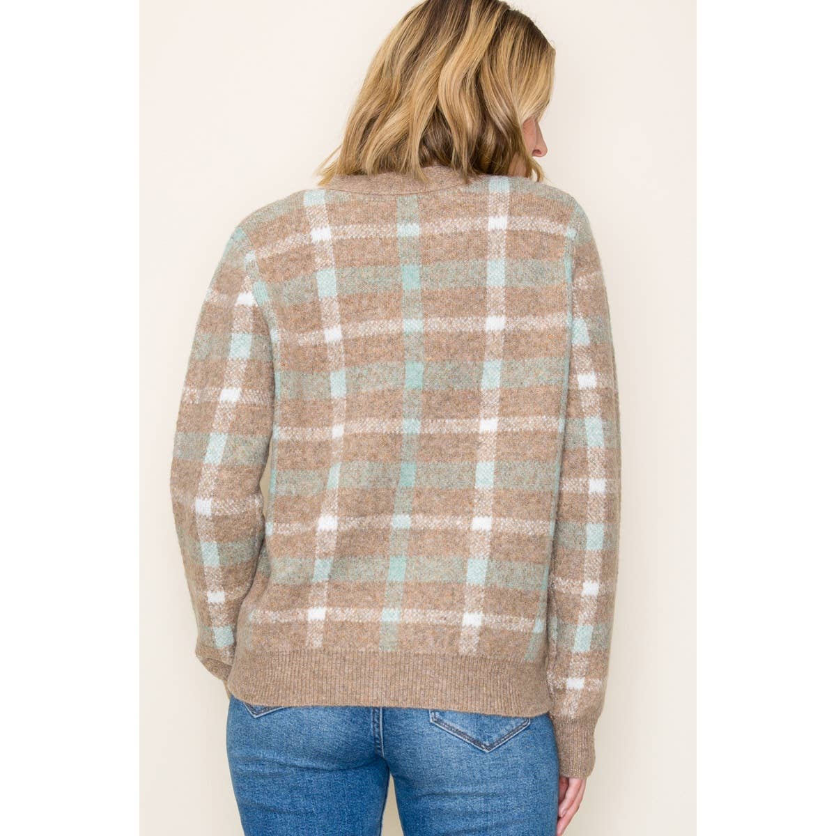 CHECKERED SWEATER CARDIGAN