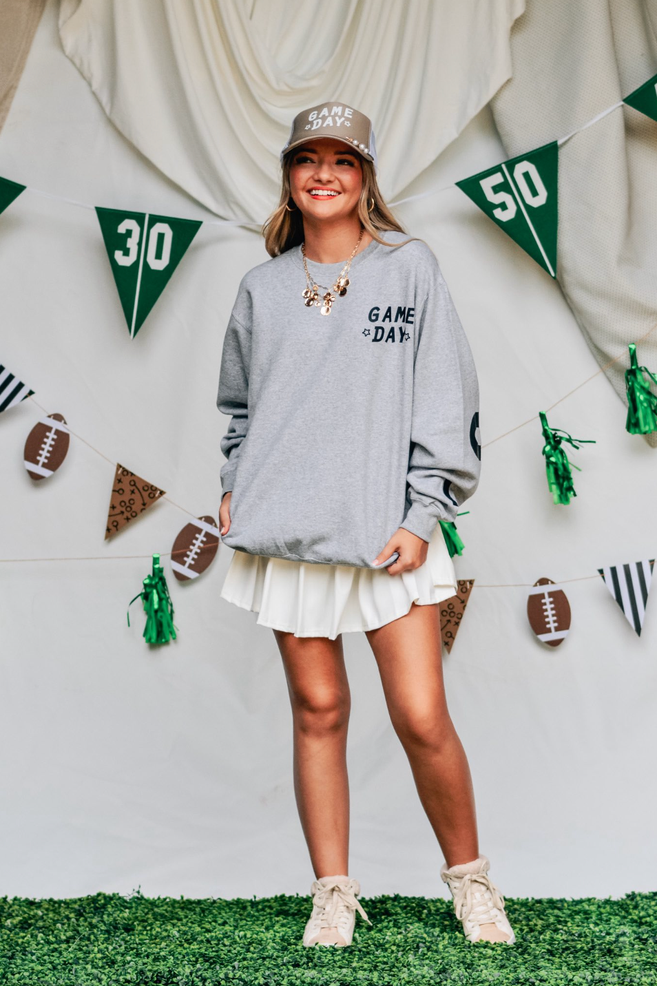 Game Day Football Lt Gray Sweatshirt