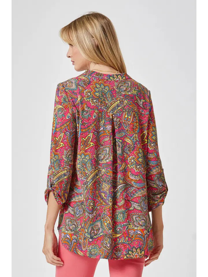 LIZZY MEDALLION 3/4 Sleeve Wrinkle Free Blouse