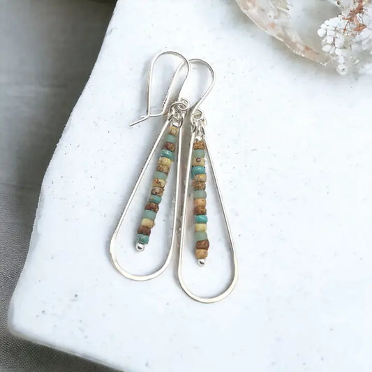 LONG SILVER MULTI BEAD EARRINGS