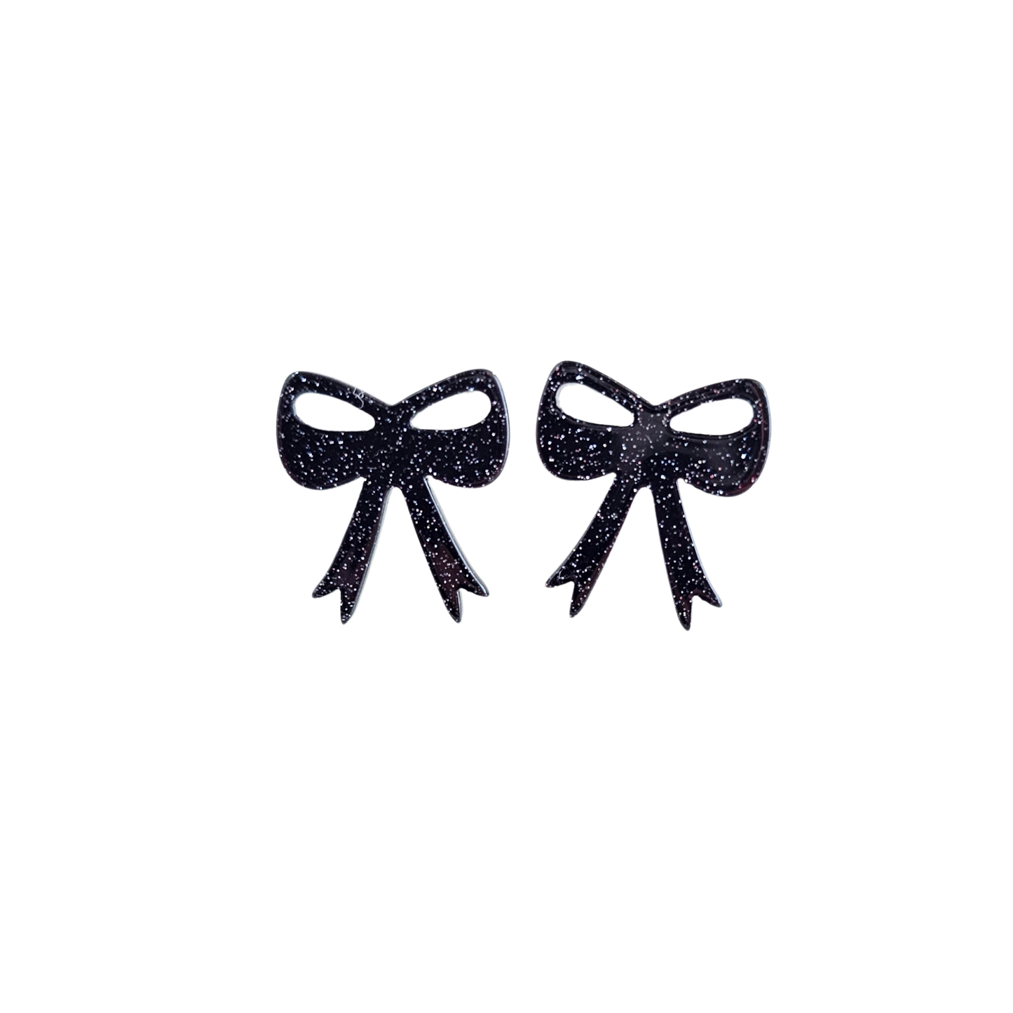 Bow Studs - Black Glitter // Game Day Earrings