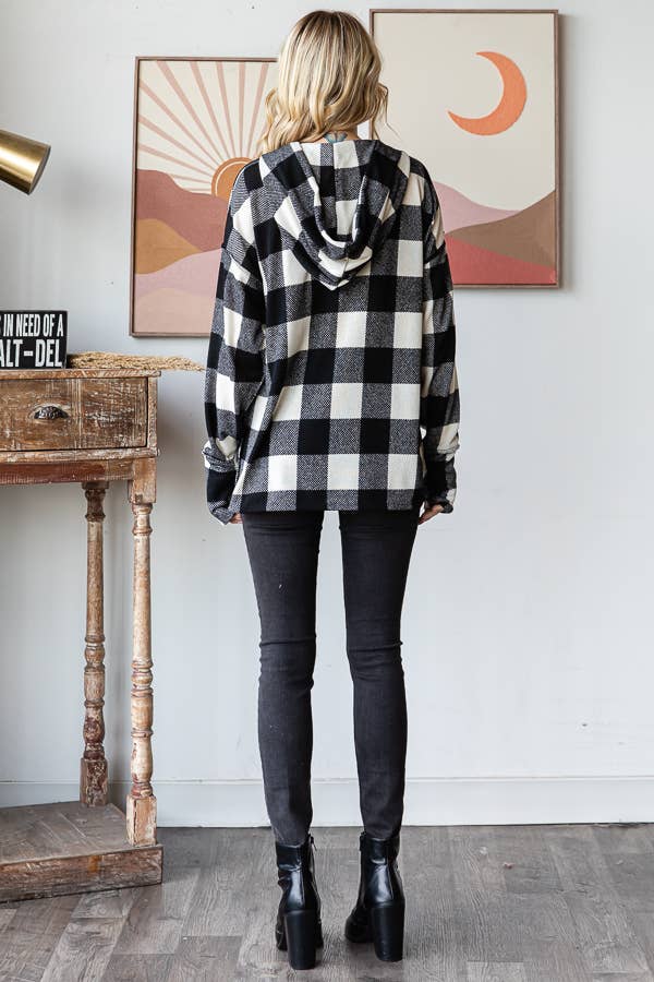 Black and white plaid hoodie