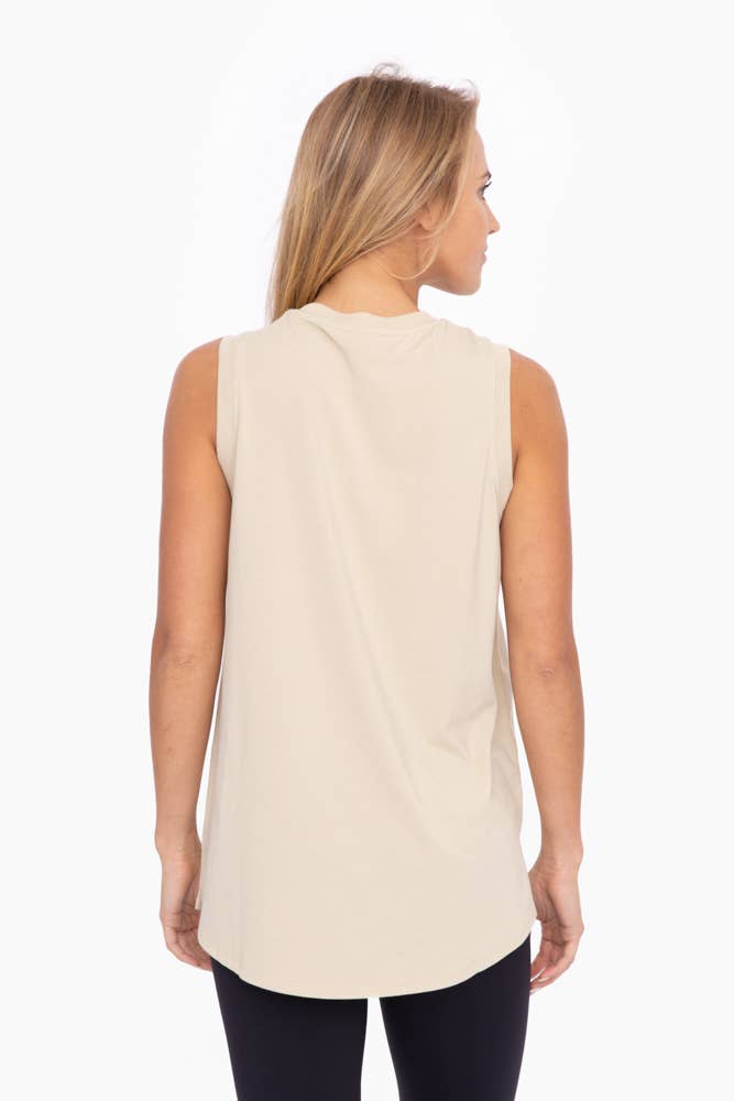 Notched Sleeveless Flowy Tank Top